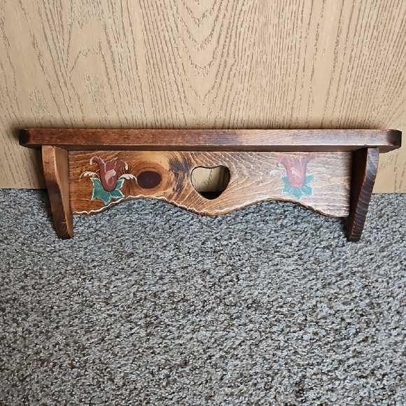 Unique Vintage Other - Vintage Solid Wood Shelf, Hand Painted, Signed By Artist